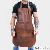 Logo Branded Apron (long multi-pocket brown)