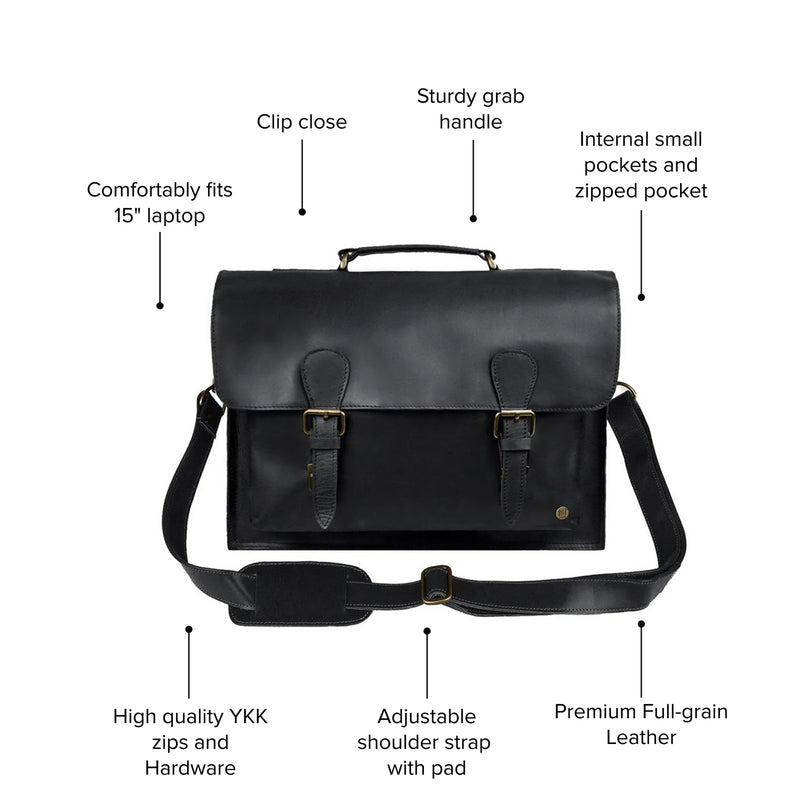 Black Leather Messenger Bag | Leather Satchel | Leather Messenger Bag | Leather Briefcase | Leather Briefcase For Men