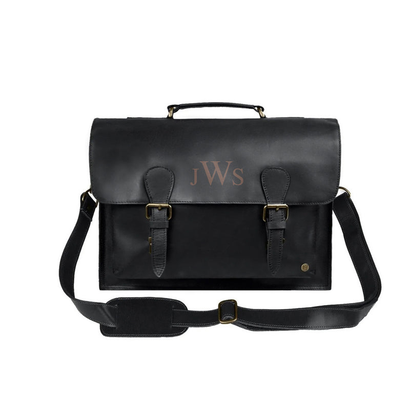 Laser Personalized Leather Messenger | Custom Laser Monogram Full
