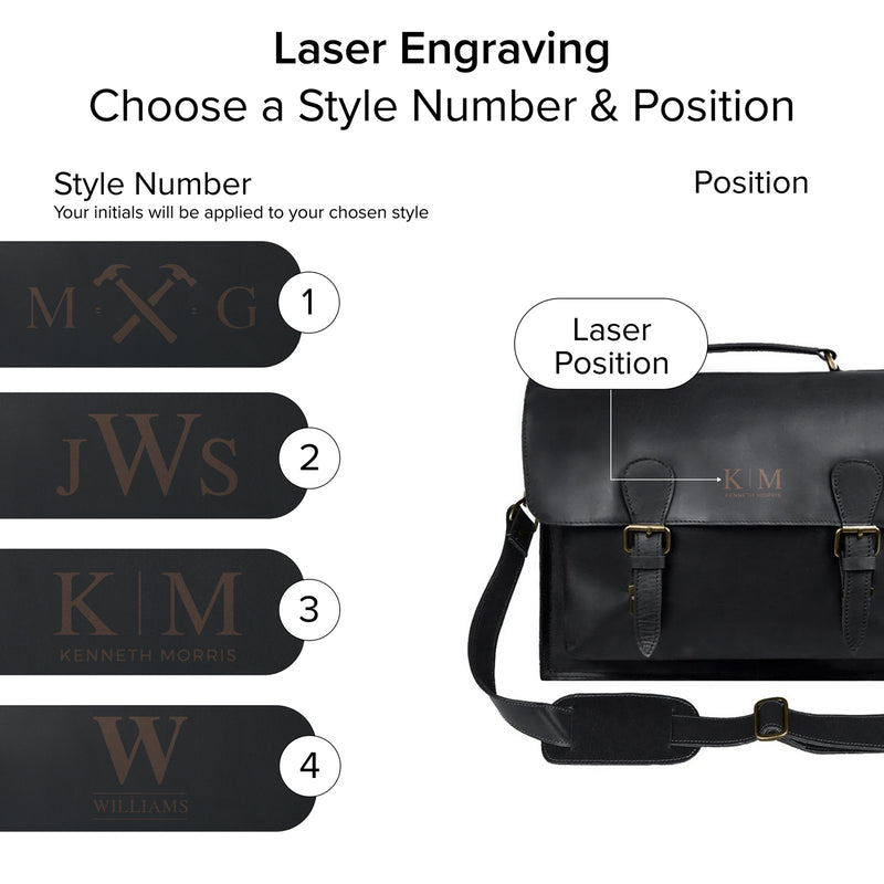 Black Leather Messenger Bag | Leather Satchel | Leather Messenger