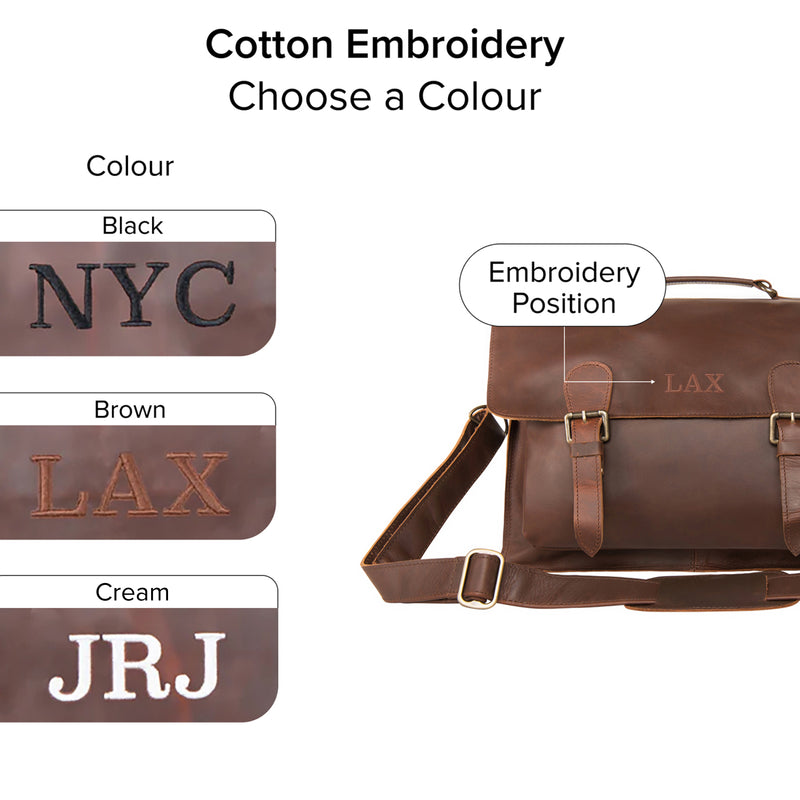 Dark Brown Leather Messenger Bag with Color-Accent Embroidery leather The_Carismatico_Vintage_Brown_  main image 3