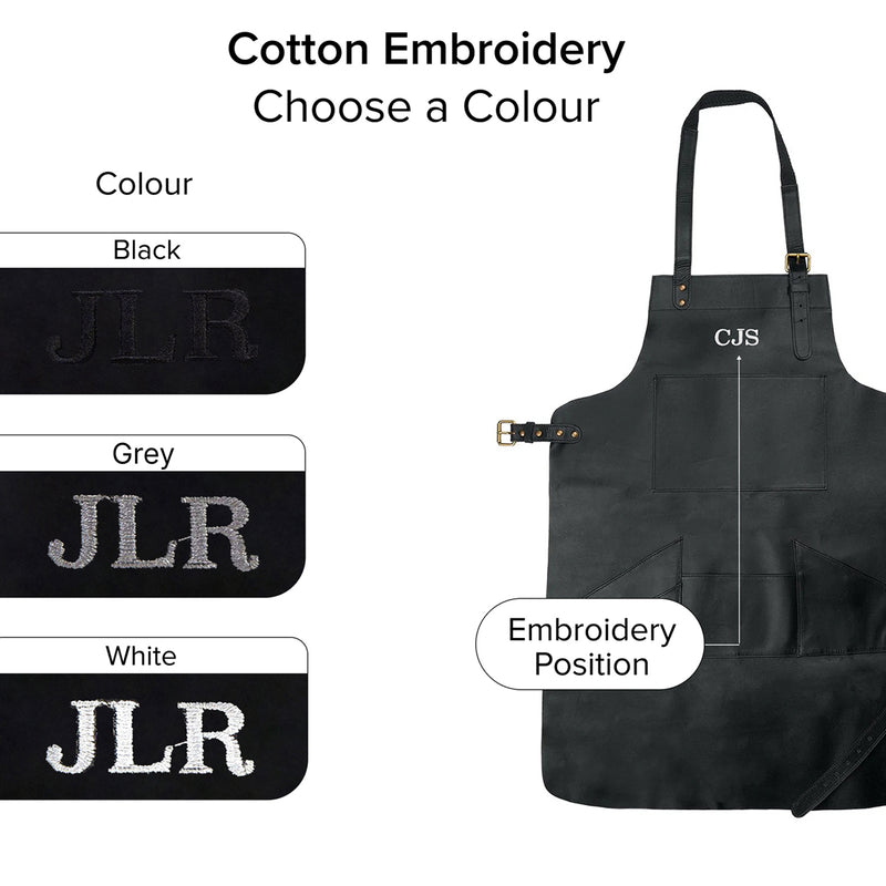 Multi-Pocket Black Leather Apron | Full Grain Leather Apron for