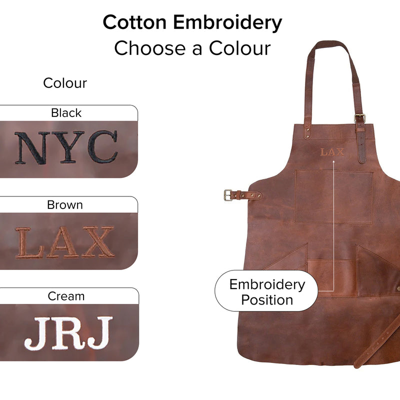 Multi-Pocket Brown Leather Apron & Zipped Pocket Knife Roll Gift