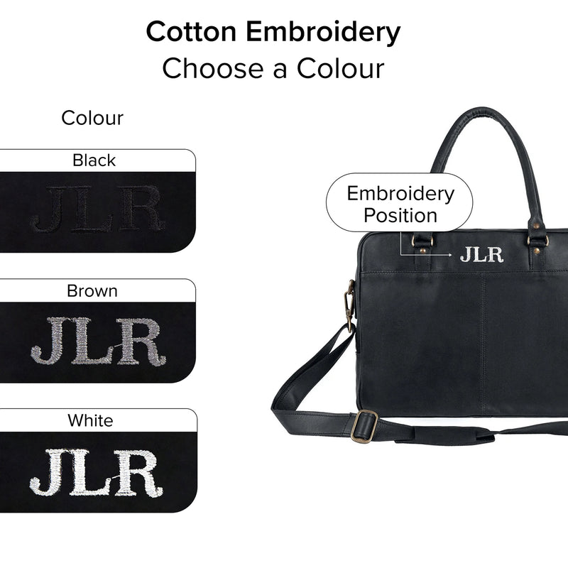 Black Leather Briefcase | Leather Messenger Bag | Leather