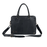 Laser Personalized Black Leather Laptop Bag