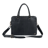 Laser Personalized Black Leather Laptop Bag