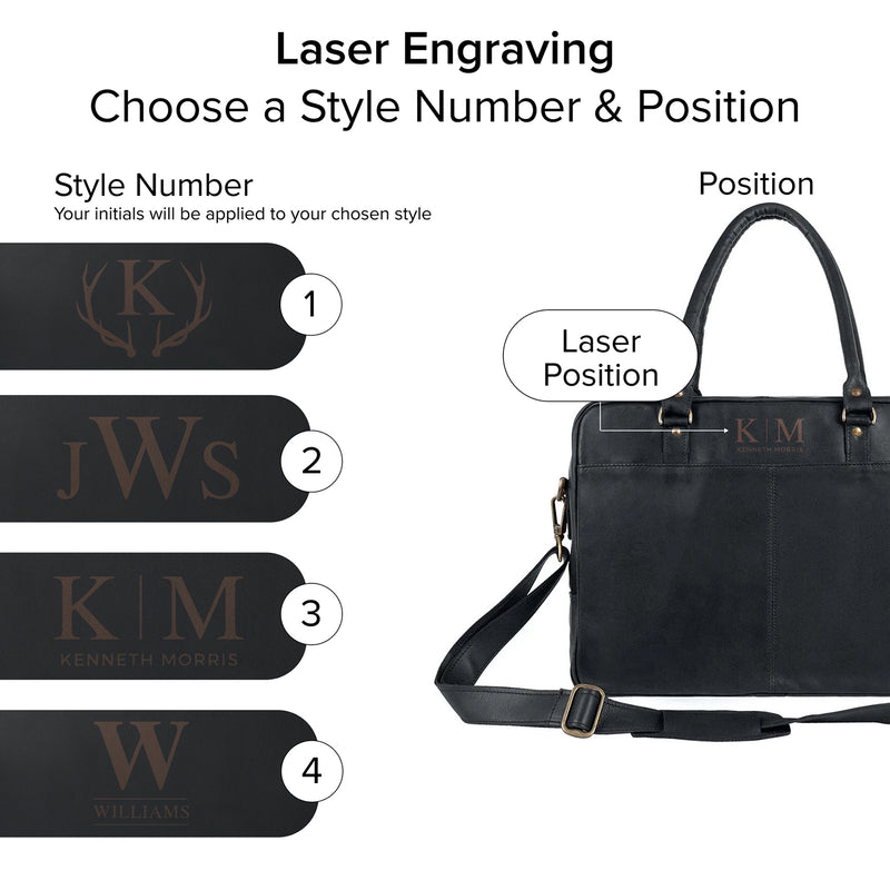 Black Leather Briefcase | Leather Messenger Bag | Leather