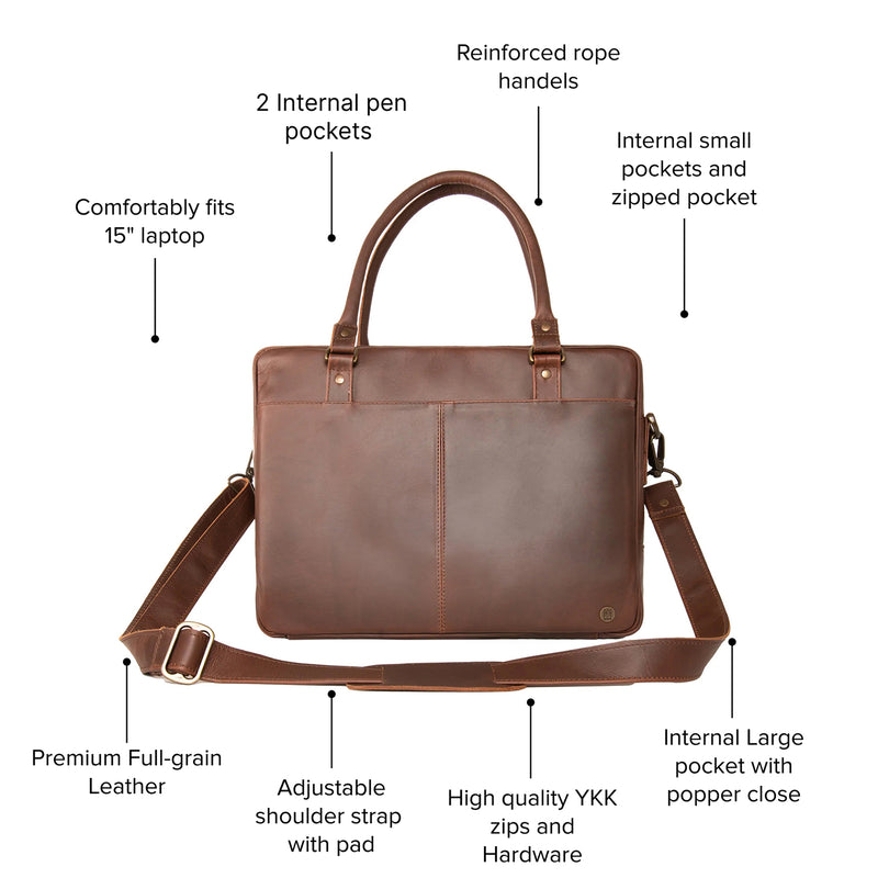 Brown Leather Briefcase | Leather Briefcase | Leather Briefcase