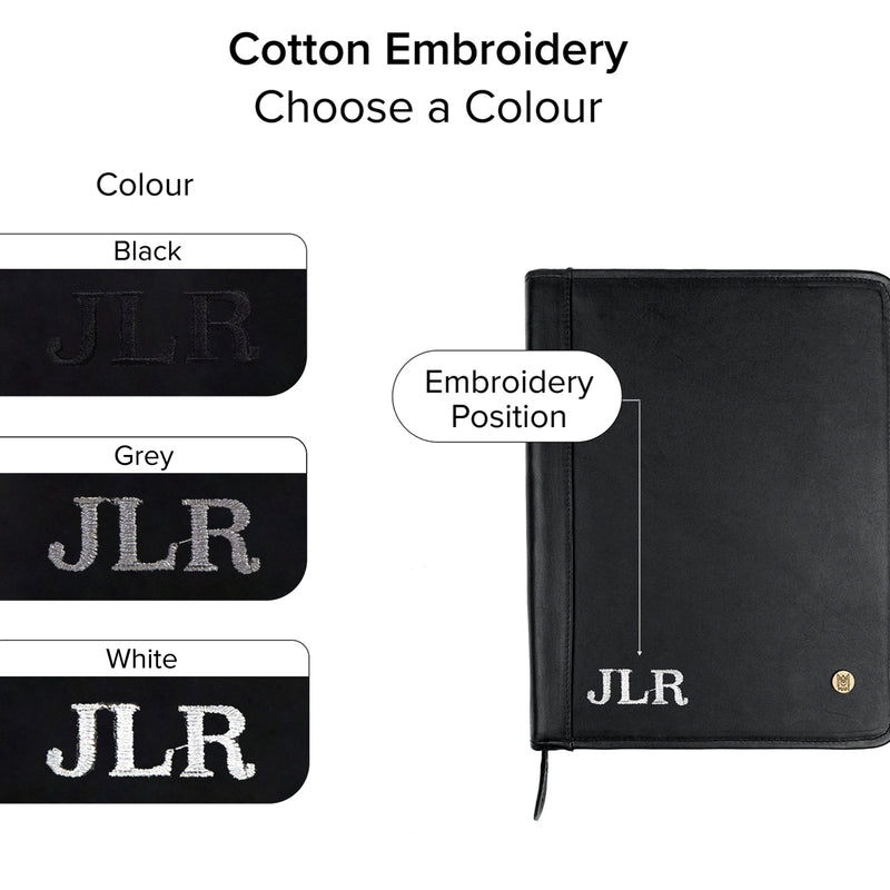 Personalized Black Leather A4 Portfolio for Students and