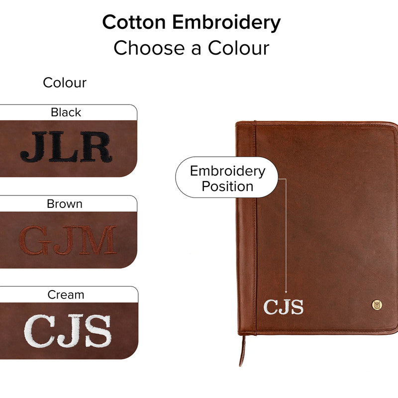 Brown Leather Portfolio | Personalized A4 Document Holder for