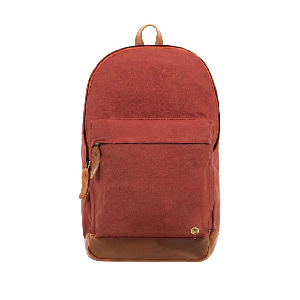 Red Canvas + Brown Leather Backpack