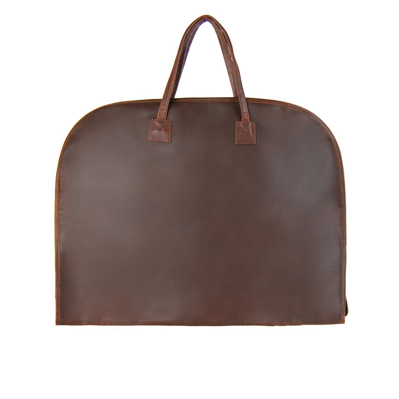 Personalised Brown Leather Suit Carrier | Full Grain Leather Garment Bag Cotton Embroidery (Brown) Personalised Brown Leather Suit Carrier | Full Grain Leather Garment Bag Cotton Embroidery (Brown)