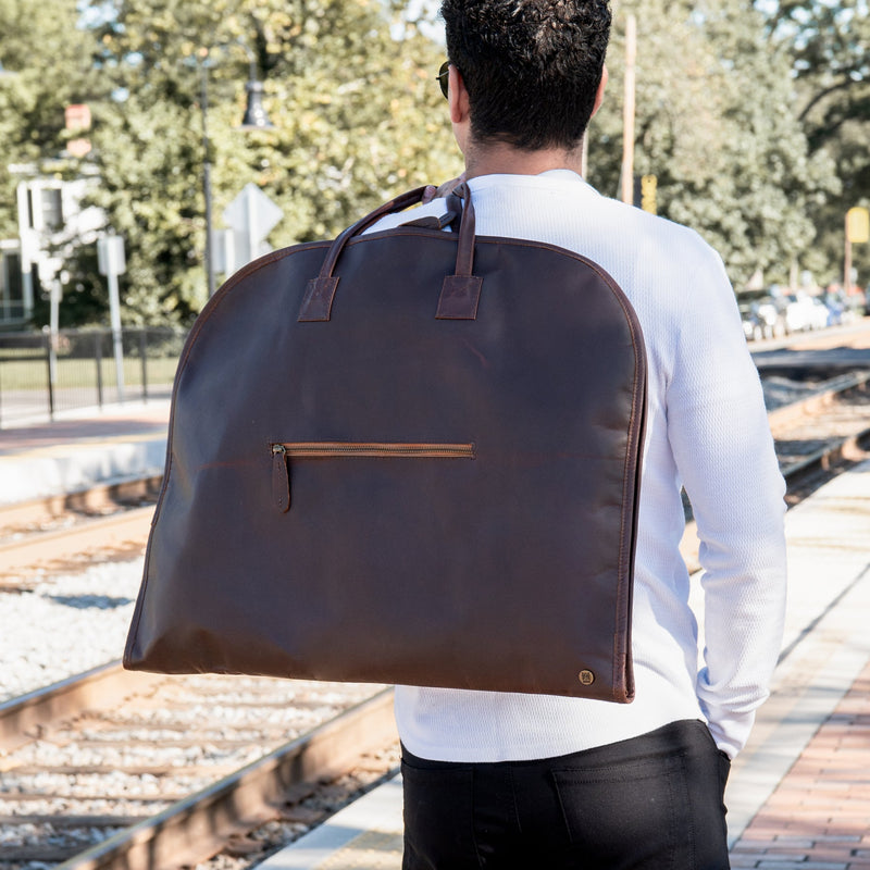 Leather garment bag mens online