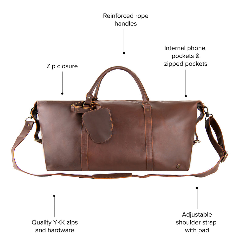Leather Weekender Bag | Leather Overnight Bag | Overnight Bags For Men