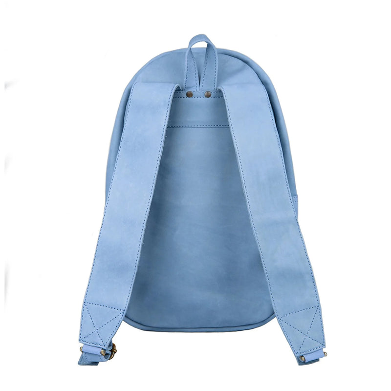 blue seve brand leather backpack The Classic Backpack - Blue Suede