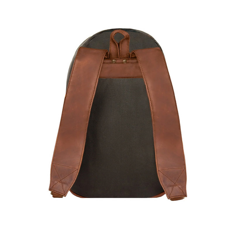 Green Canvas and Brown Leather Backpack For College | Back to