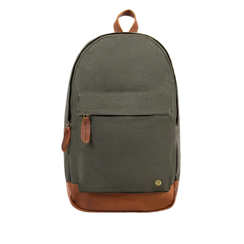 Green Canvas and Brown Leather Backpack For College | Back to