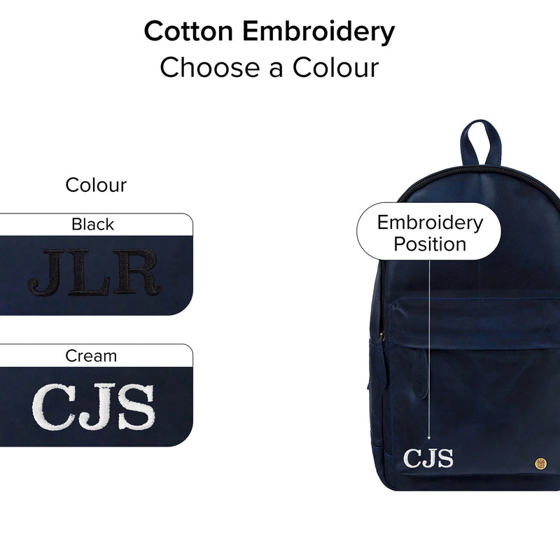Classic Navy Leather Backpack For Work or College | Back to School