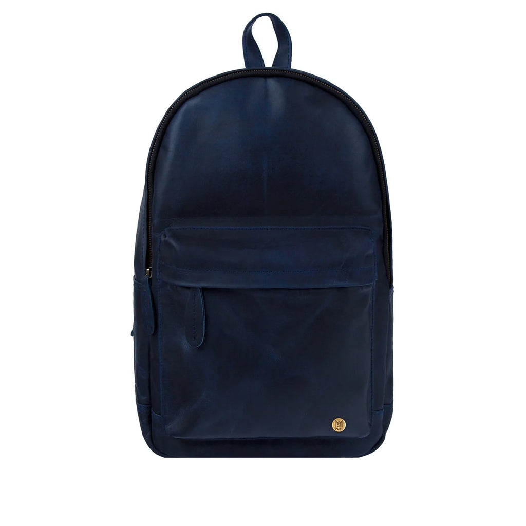 Classic Navy Leather Backpack For Work or College