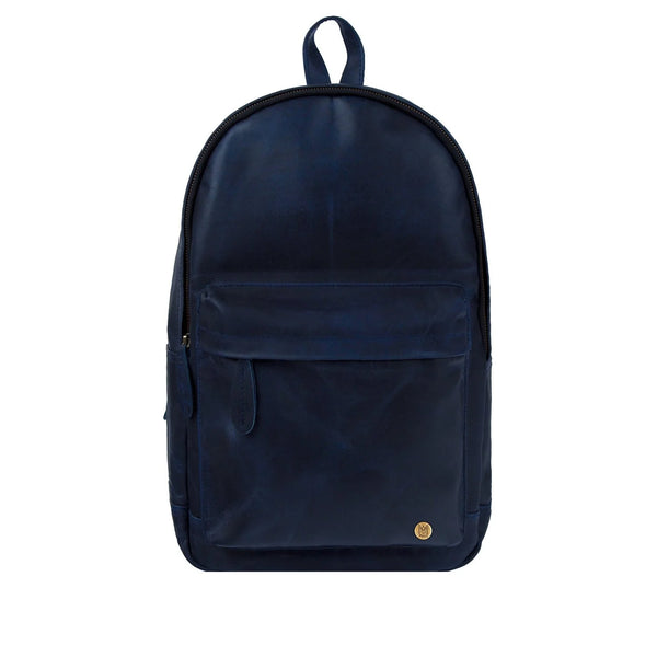 Classic Navy Leather Backpack For Work or College