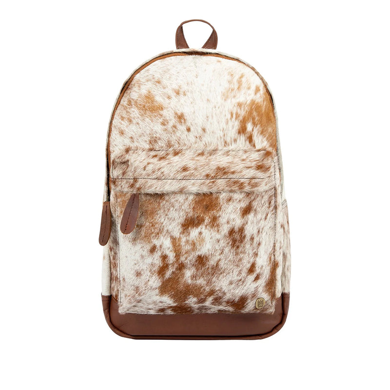 cow leather backpack Natural Brown and White Cow Print Leather Cowhide Backpack