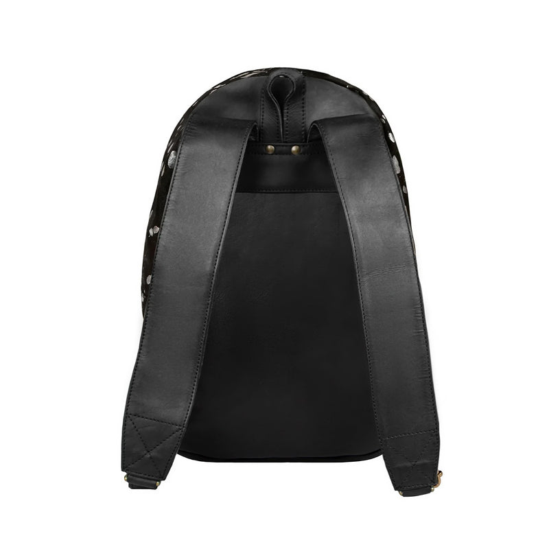 black and silver leather backpack XL Universo Vegan + Sans Beast gym bag or travel companion on long journeys. Black Leather Backpack for Women