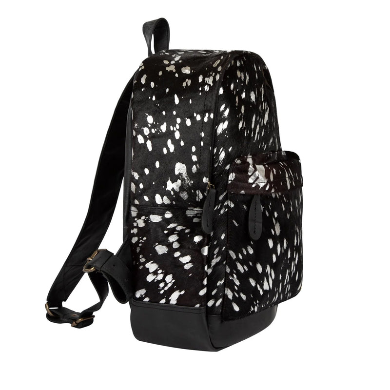 black and silver leather backpack Black + Silver Cowhide Backpack- Luxury Bags for School, College + Work –  MAHI Leather