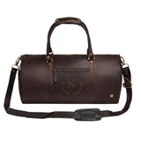 Laser Personalized Mahogany Leather Duffle Bag