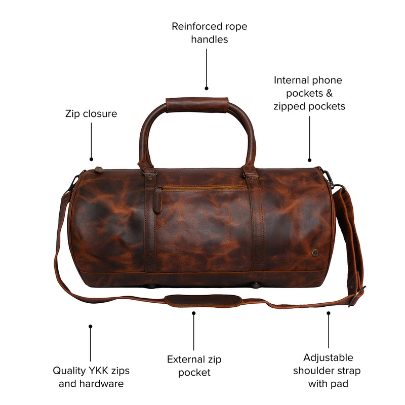 Leather Duffle Bag | Leather Weekender Bag | Leather Overnight Bag
