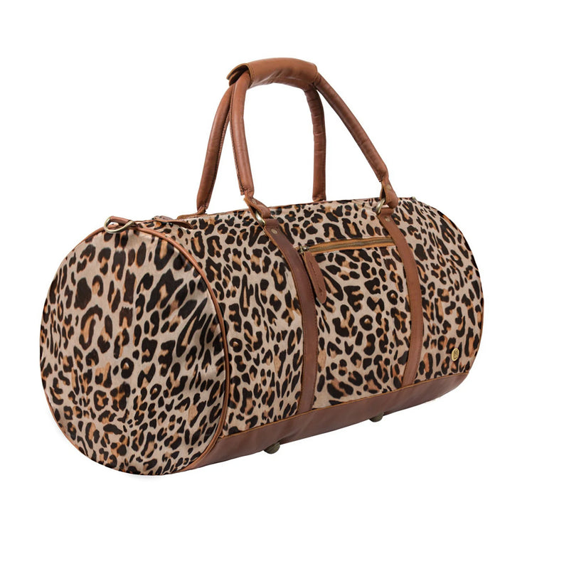 Leather Leopard Print Duffle - Leopard Print Leather Bag – MAHI
