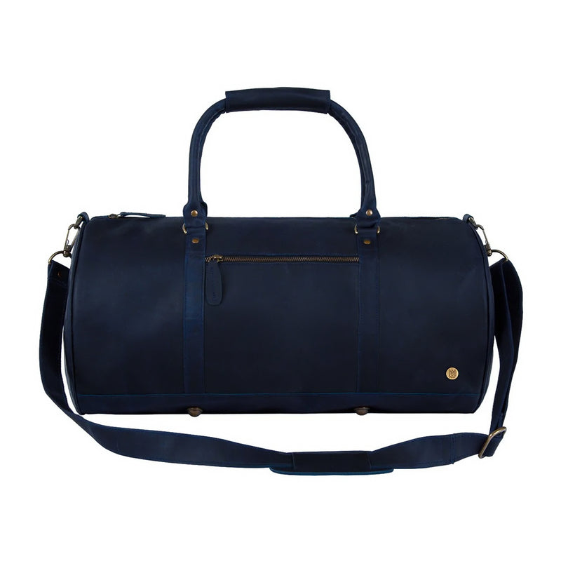 Premium Navy Blue Leather Duffle Bag- Overnight Bag, Travel Bag