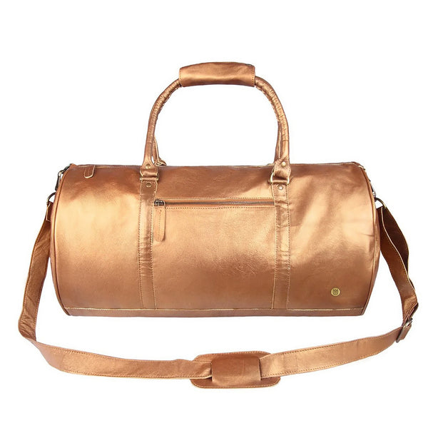 Bronze Leather Duffle Bag -Travel Accessories, Overnight Bag for