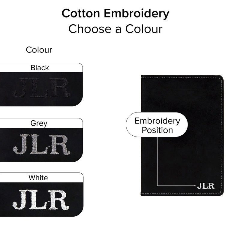 Black Leather Passport Cover - Personalised Family Travel