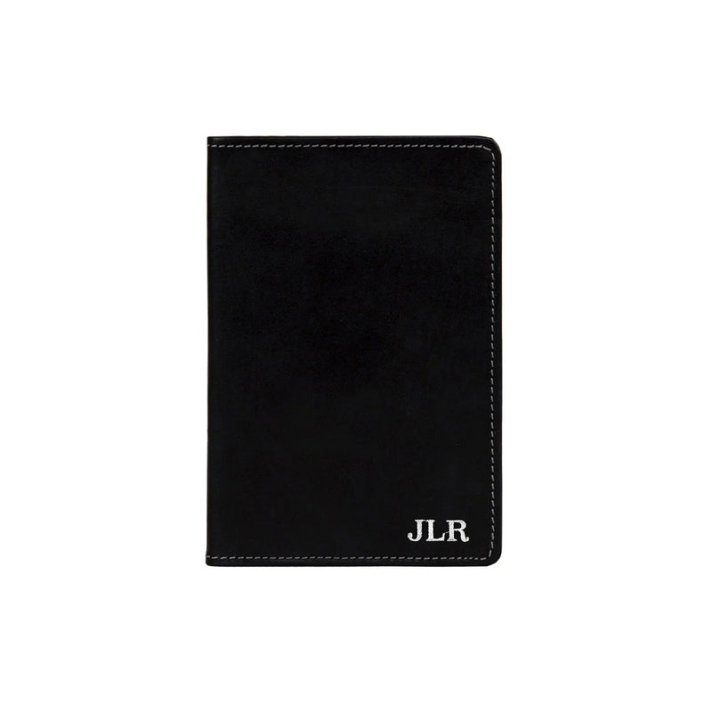 Black Leather Passport Cover - Personalised Family Travel