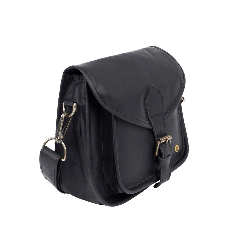 Black Premium Leather Saddle Bag- Womens Bag for Work and Going