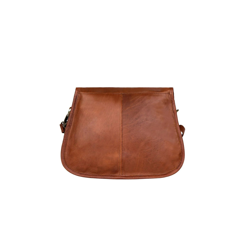 Personalised Full Grain Leather Saddle Bag in Vintage Brown – MAHI