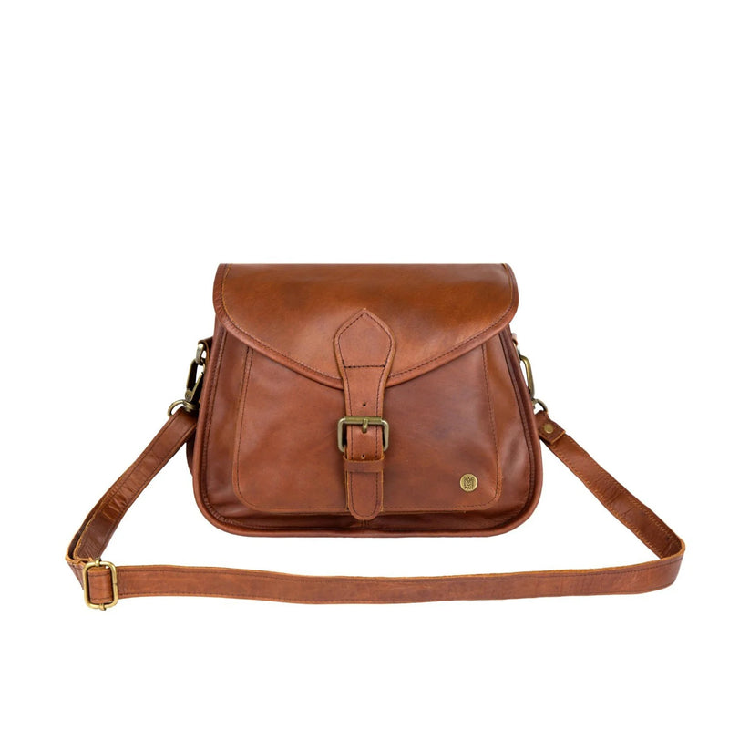 Personalised Full Grain Leather Saddle Bag in Vintage Brown – MAHI