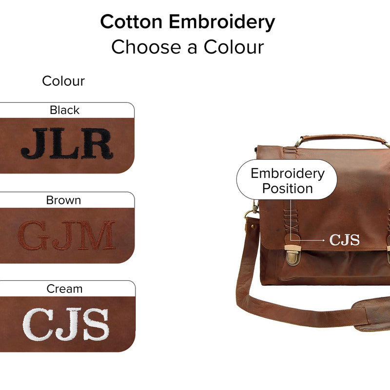 Brown Full Grain Leather Satchel with 15