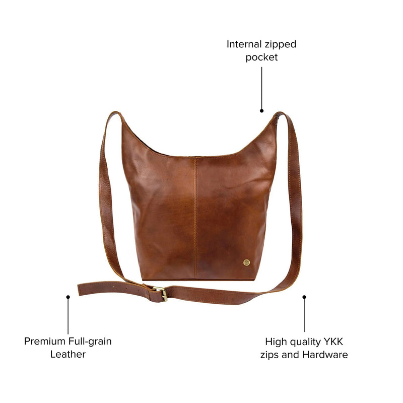 Brown Leather Boho Tote Bag for Women