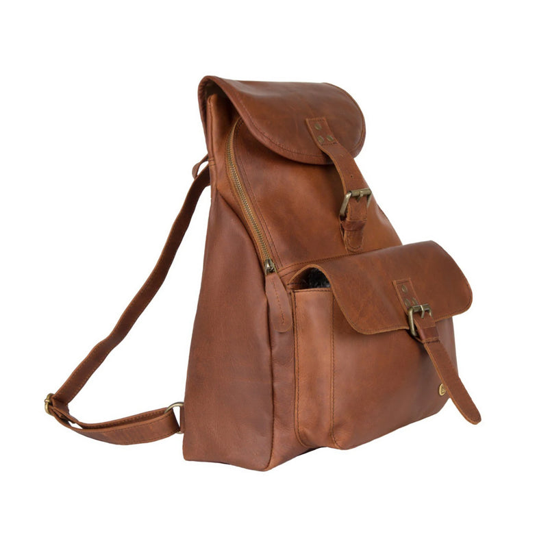 brown leather women's backpack Personalized Full Grain Leather Backpack in Brown – MAHI Leather