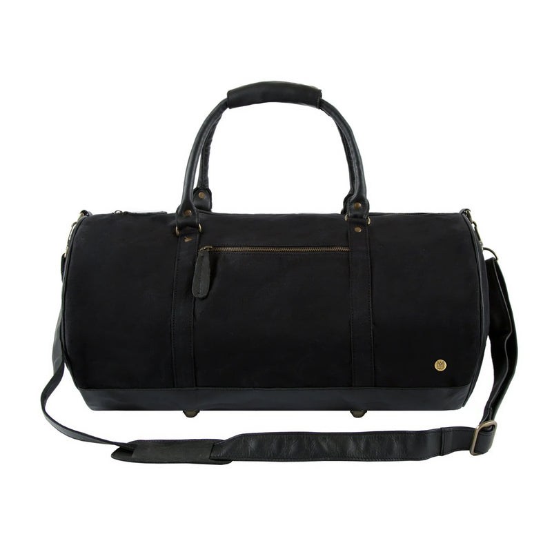 Personalised Gym Bag | Black Canvas Leather Duffle Bag  display picture 1