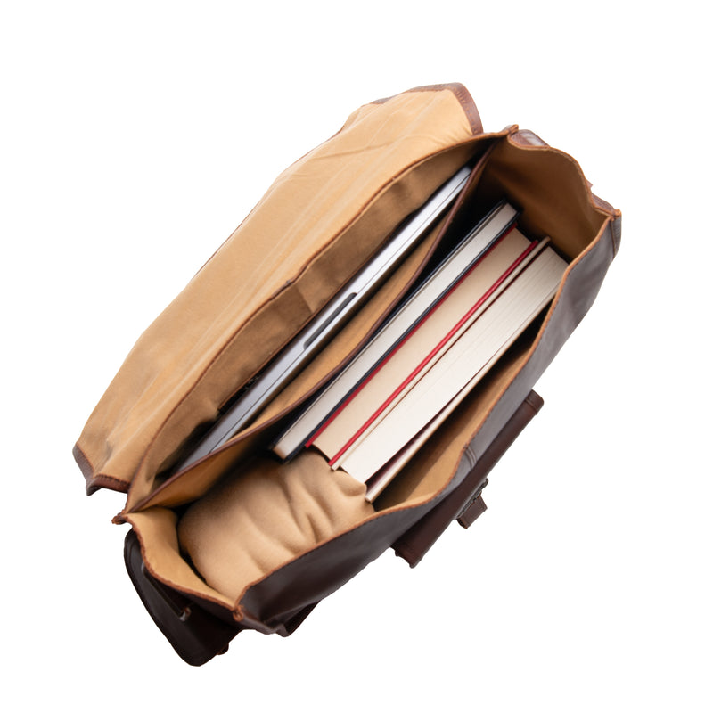 men's travel satchel internal compartment layout diagram