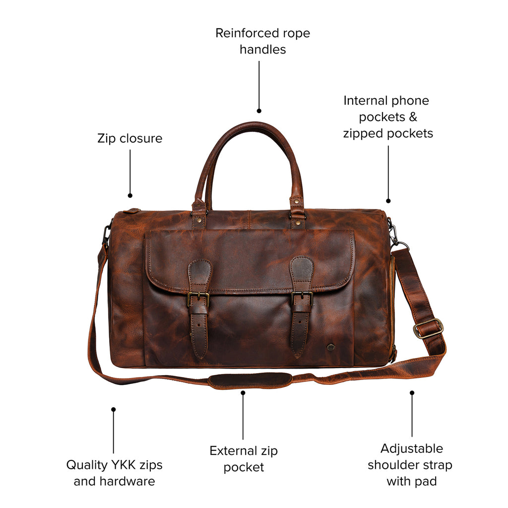 Leather Overnight Bag | Leather Weekender Bag | Overnight Bags For Men