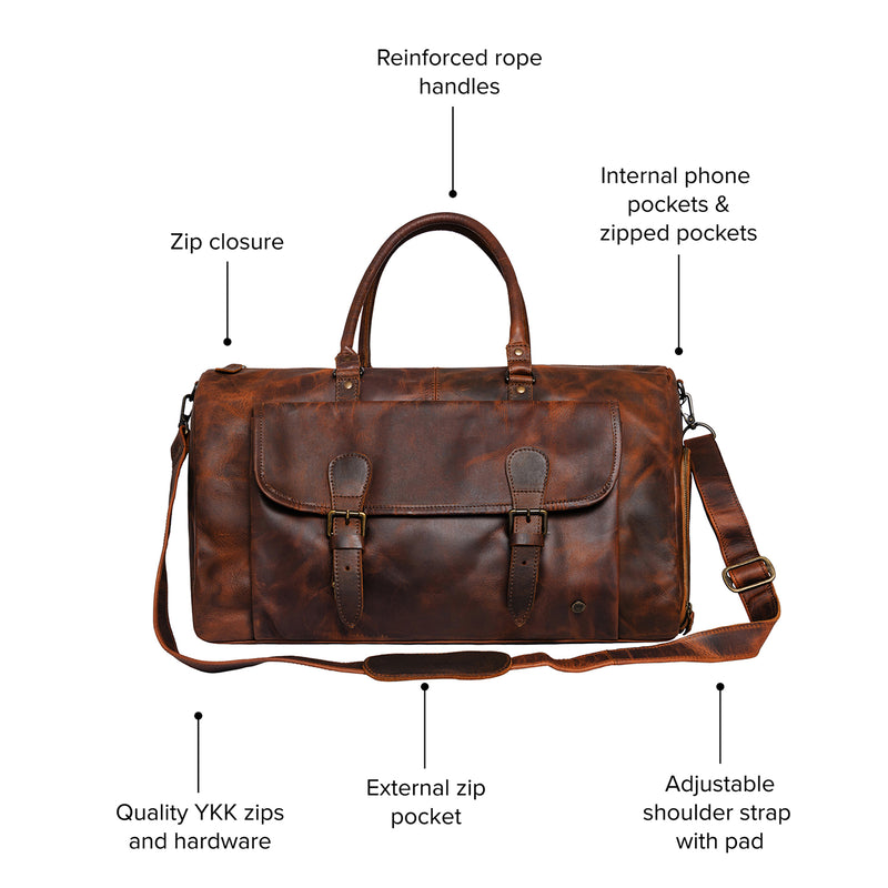 Leather Overnight Bag | Leather Weekender Bag | Overnight Bags For