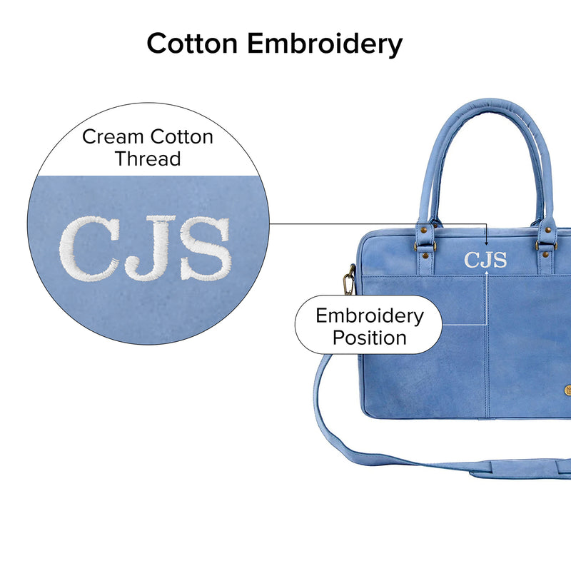 鞄 Blue Suede Leather Laptop Bag for Work with 15