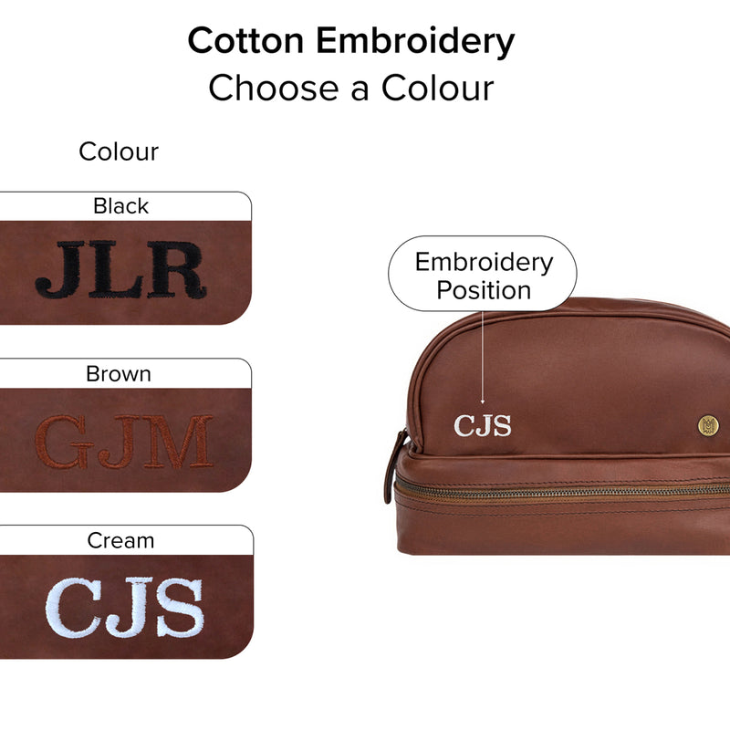 Personalized Brown Leather Holdall & Wash Bag Gift Set – MAHI Leather