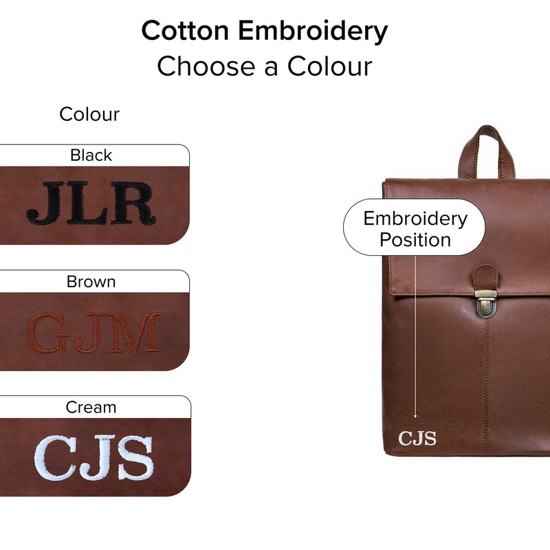 Company Logo Branded Leather Backpack
