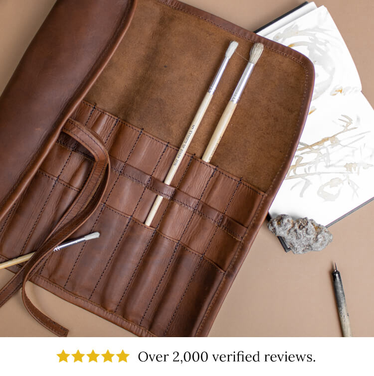 Full Grain Leather Artist Rolls for Illustrator, Cartoonist or Painter and  for Storing Paint Brushes, Pencils and Pens – MAHI Leather