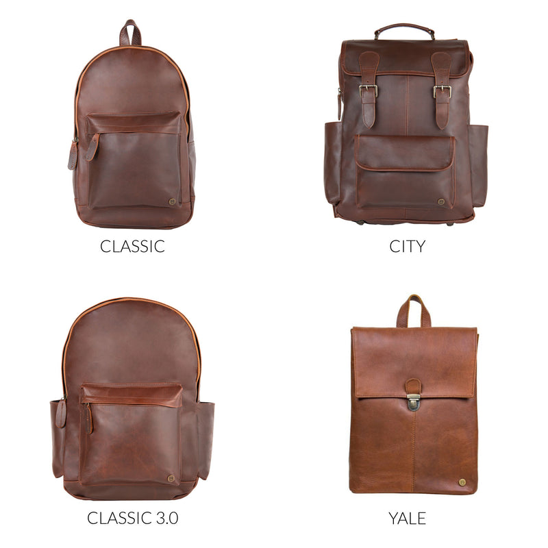 backpacks leather look Company Logo Branded Leather Backpack