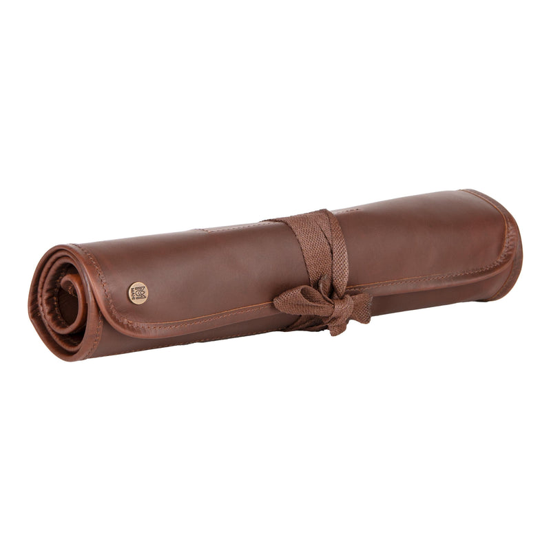 Laser Personalized Brown Leather Knife Roll